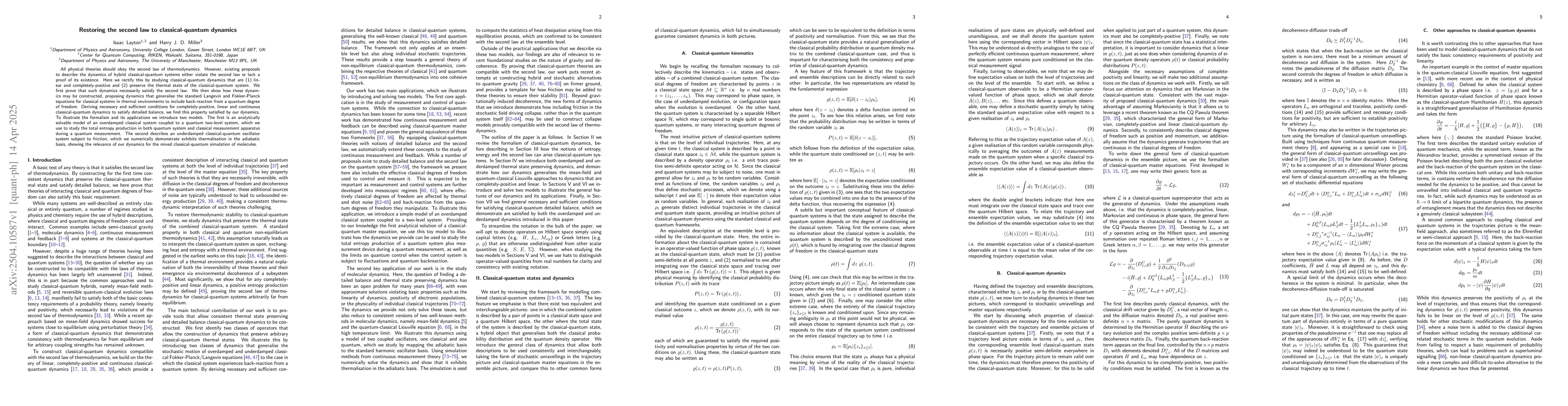 Thumbnail for Restoring the second law to classical-quantum dynamics