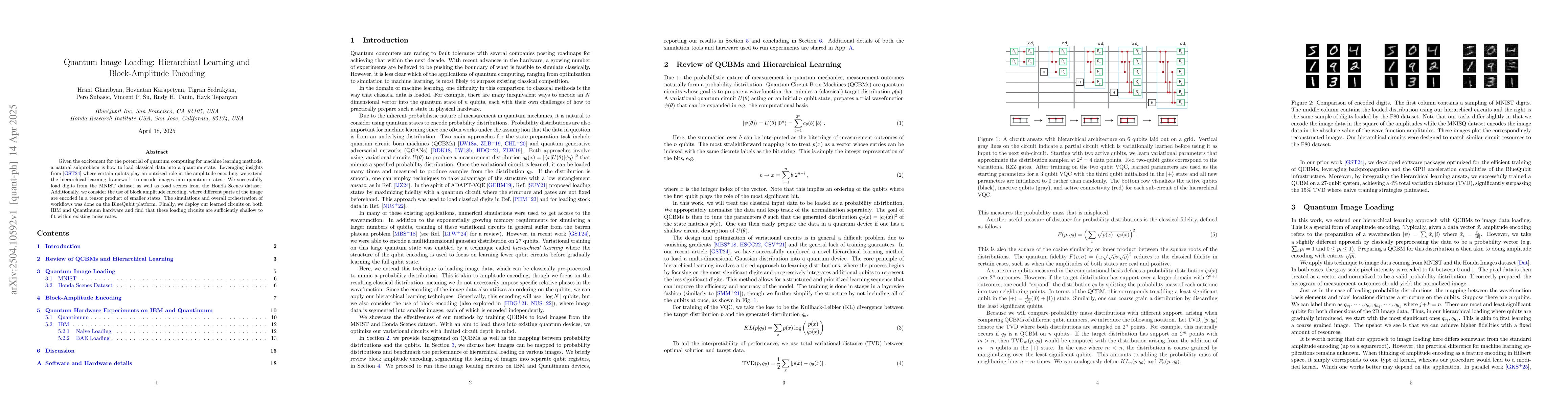 Thumbnail for Quantum Image Loading: Hierarchical Learning and Block-Amplitude
  Encoding