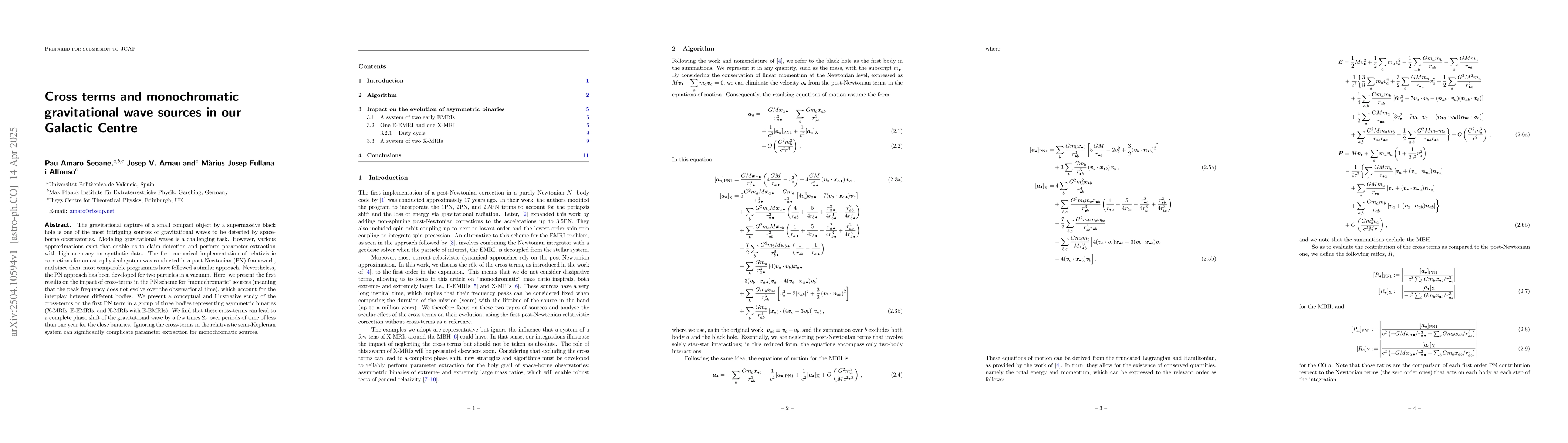 Thumbnail for Cross terms and monochromatic gravitational wave sources in our Galactic
  Centre