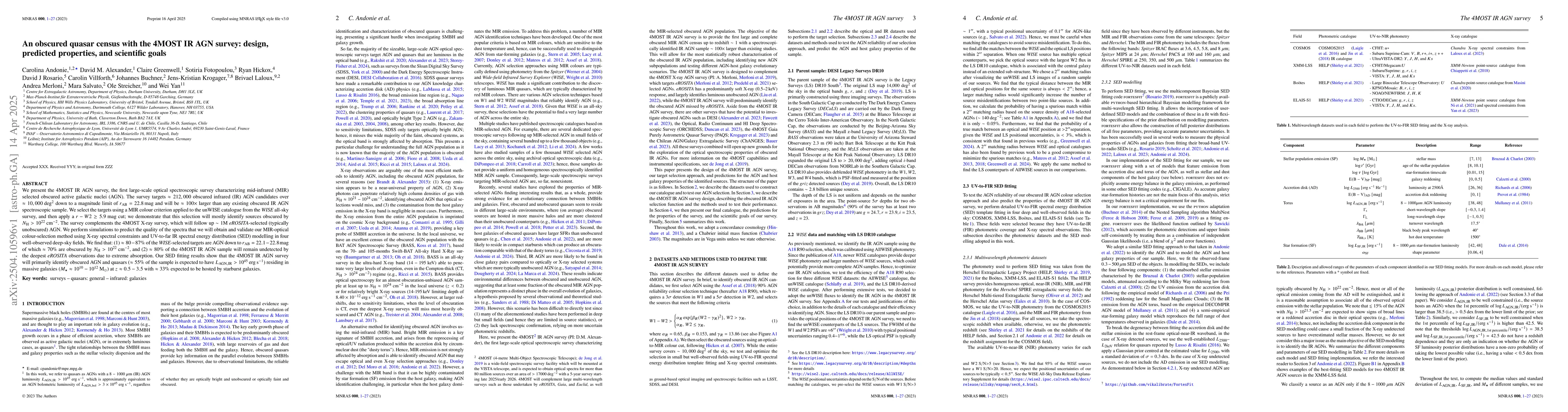 Thumbnail for An obscured quasar census with the 4MOST IR AGN survey: design,
  predicted properties, and scientific goals