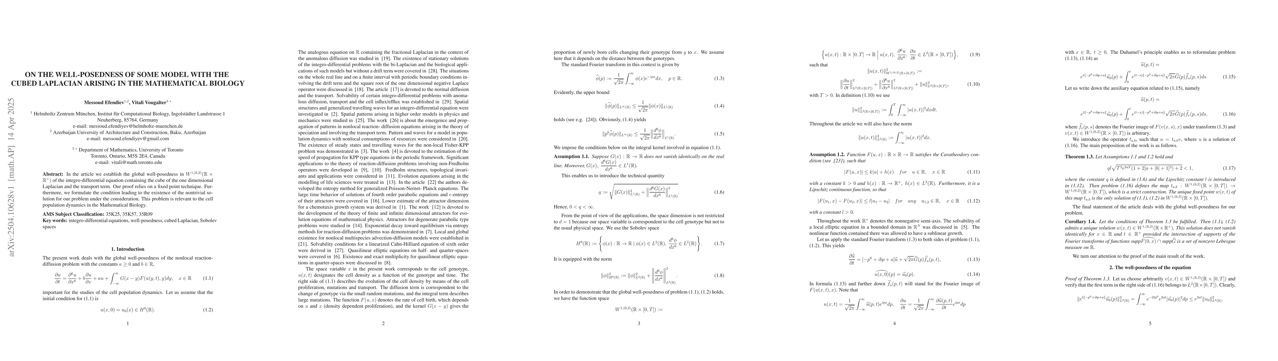 Thumbnail for On the well-posedness of some model with the cubed Laplacian arising in
  the Mathematical Biology