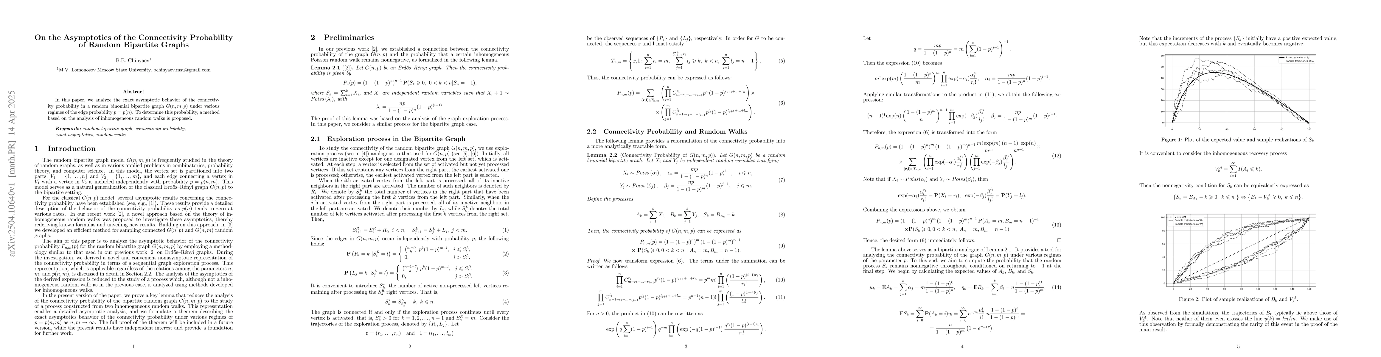 Thumbnail for On the Asymptotics of the Connectivity Probability of Random Bipartite
  Graphs