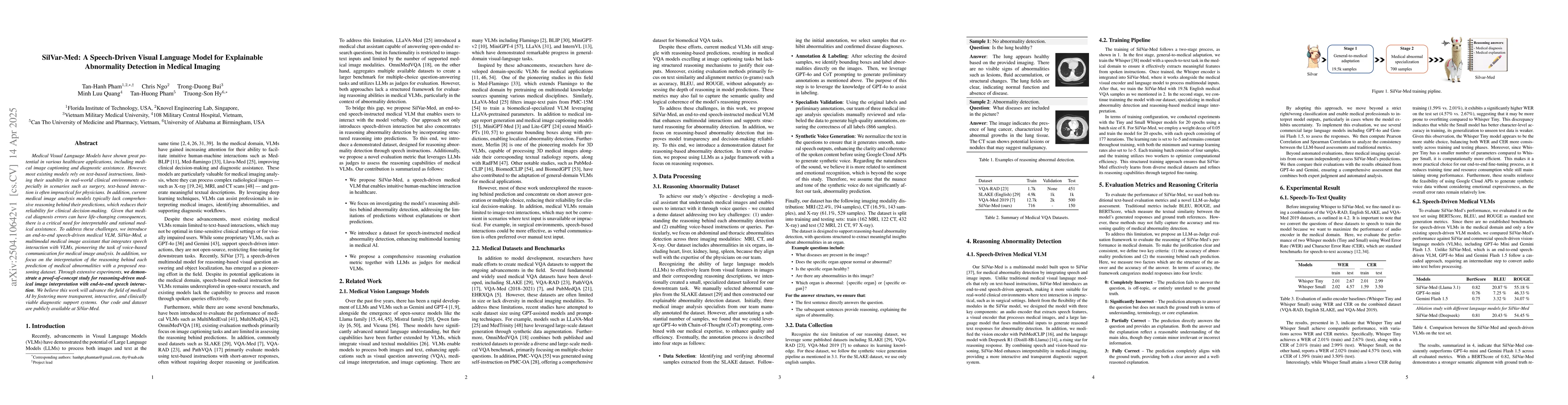 Thumbnail for SilVar-Med: A Speech-Driven Visual Language Model for Explainable
  Abnormality Detection in Medical Imaging