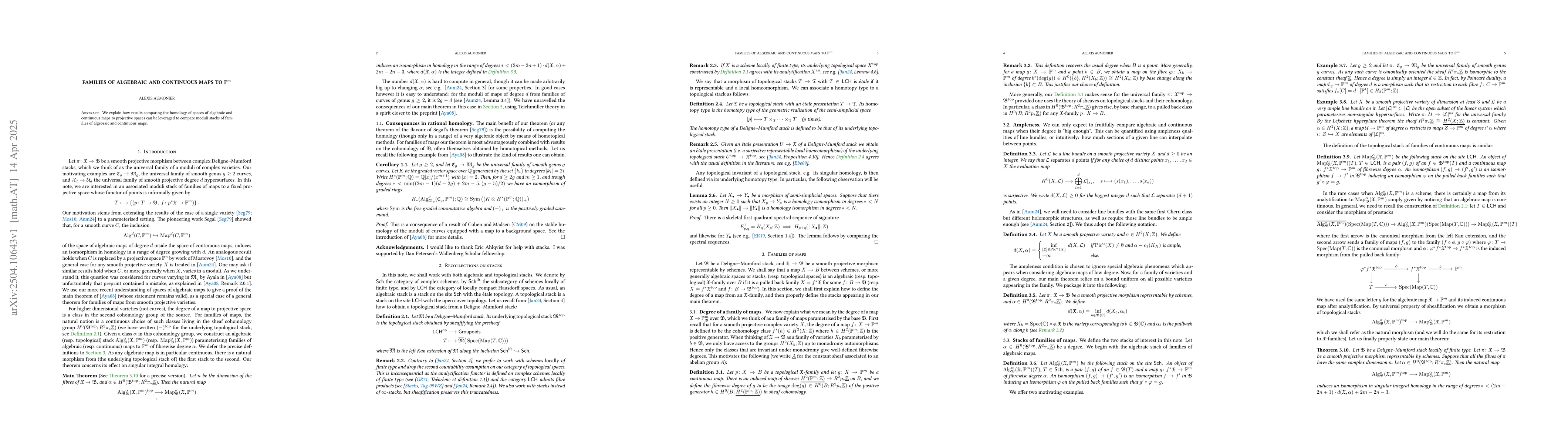 Thumbnail for Families of algebraic and continuous maps to $\mathbb{P}^m$