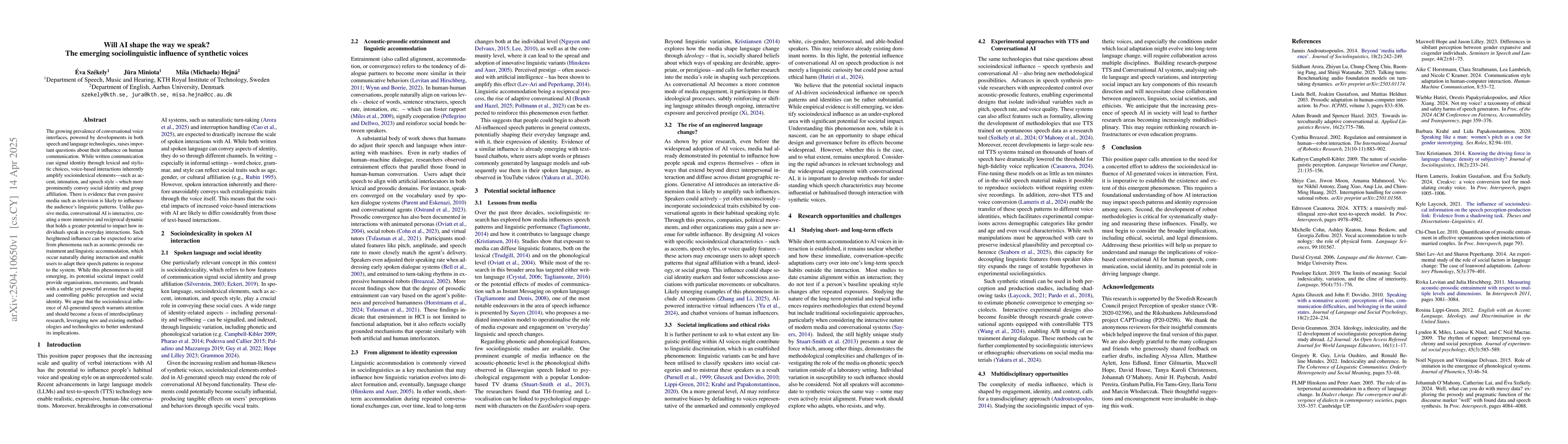 Thumbnail for Will AI shape the way we speak? The emerging sociolinguistic influence
  of synthetic voices