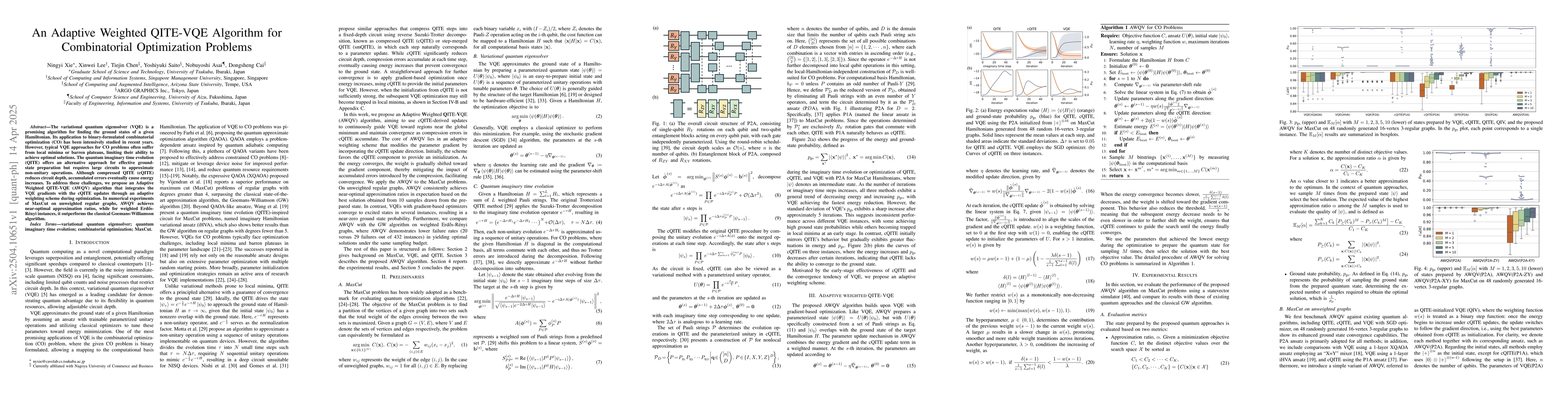 Thumbnail for An Adaptive Weighted QITE-VQE Algorithm for Combinatorial Optimization
  Problems