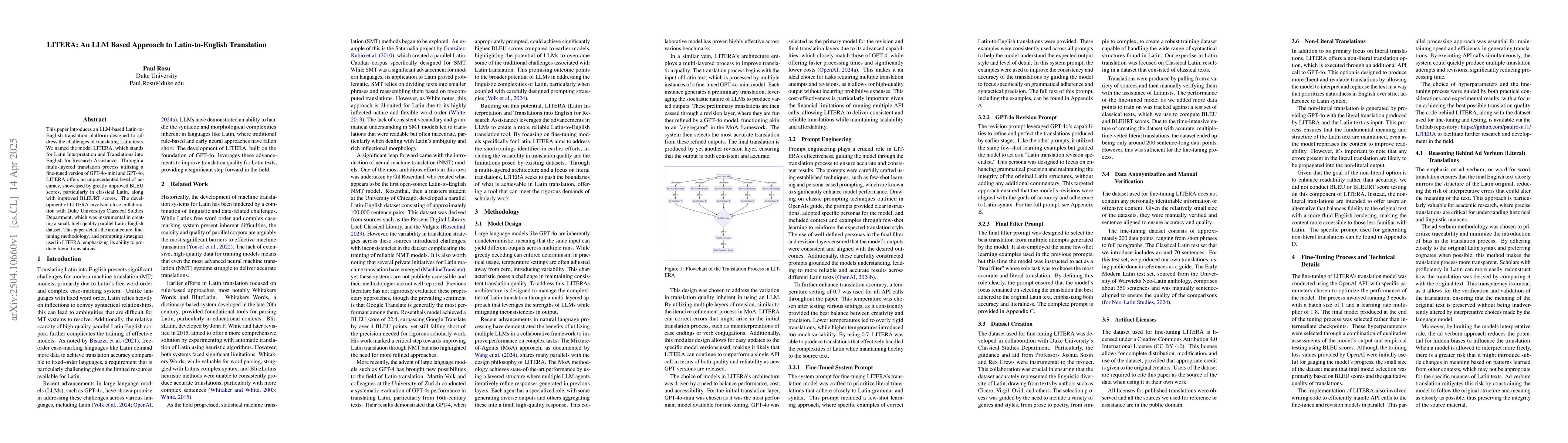 Thumbnail for LITERA: An LLM Based Approach to Latin-to-English Translation