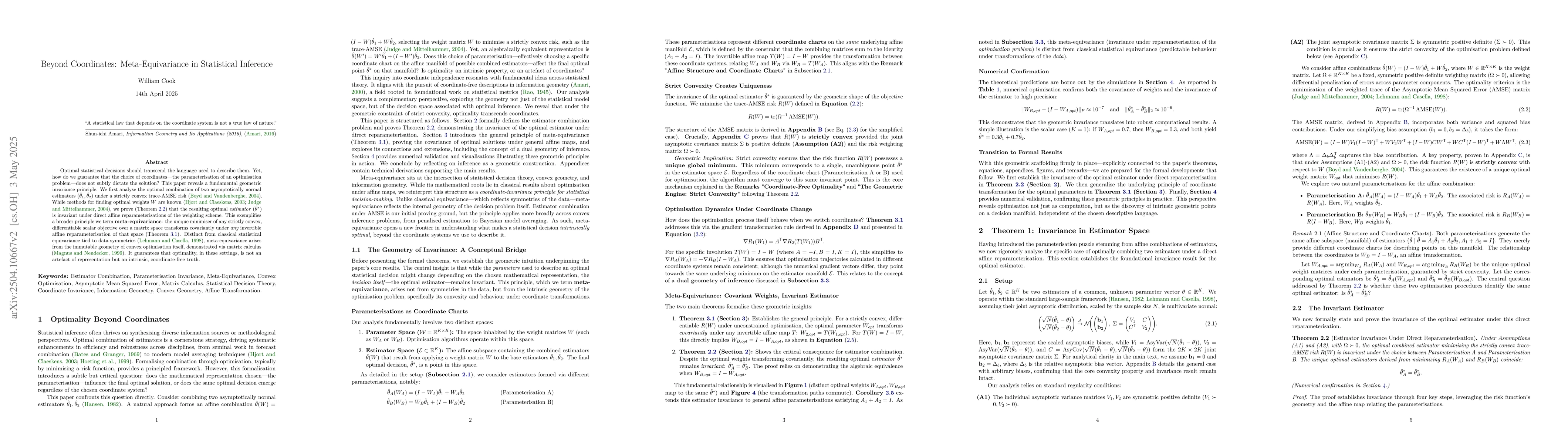 Thumbnail for Beyond Coordinates: Meta-Equivariance in Statistical Inference