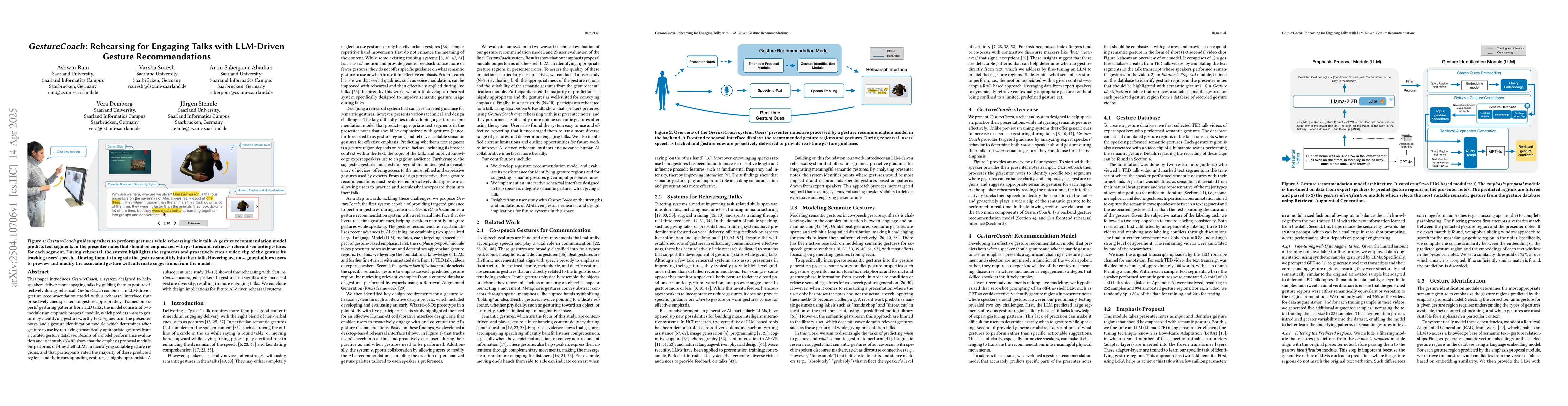 Thumbnail for GestureCoach: Rehearsing for Engaging Talks with LLM-Driven Gesture
  Recommendations