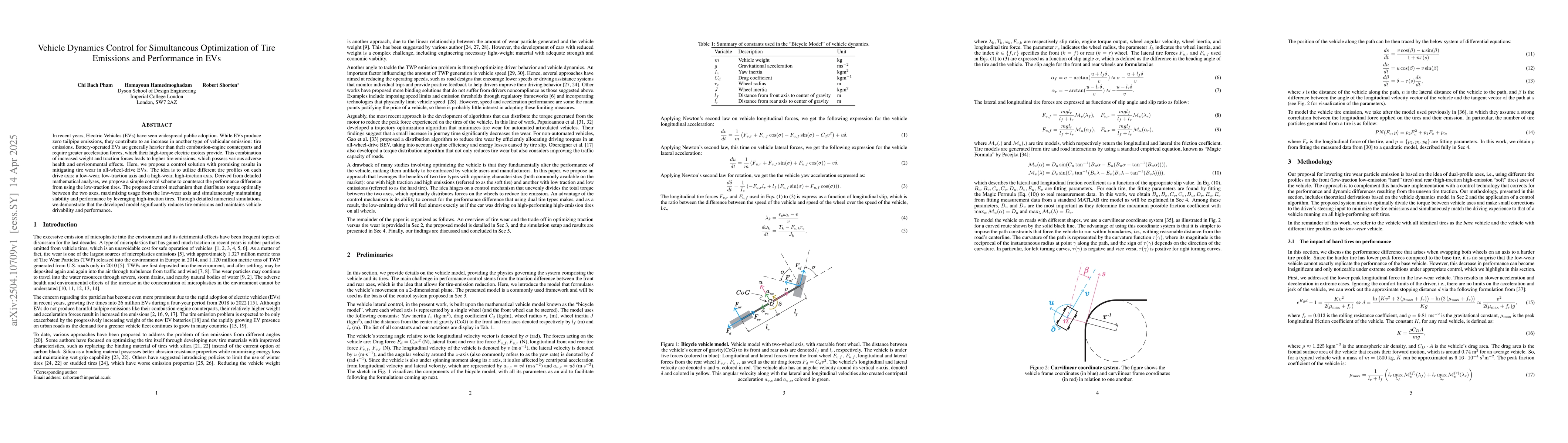 Thumbnail for Vehicle Dynamics Control for Simultaneous Optimization of Tire Emissions
  and Performance in EVs