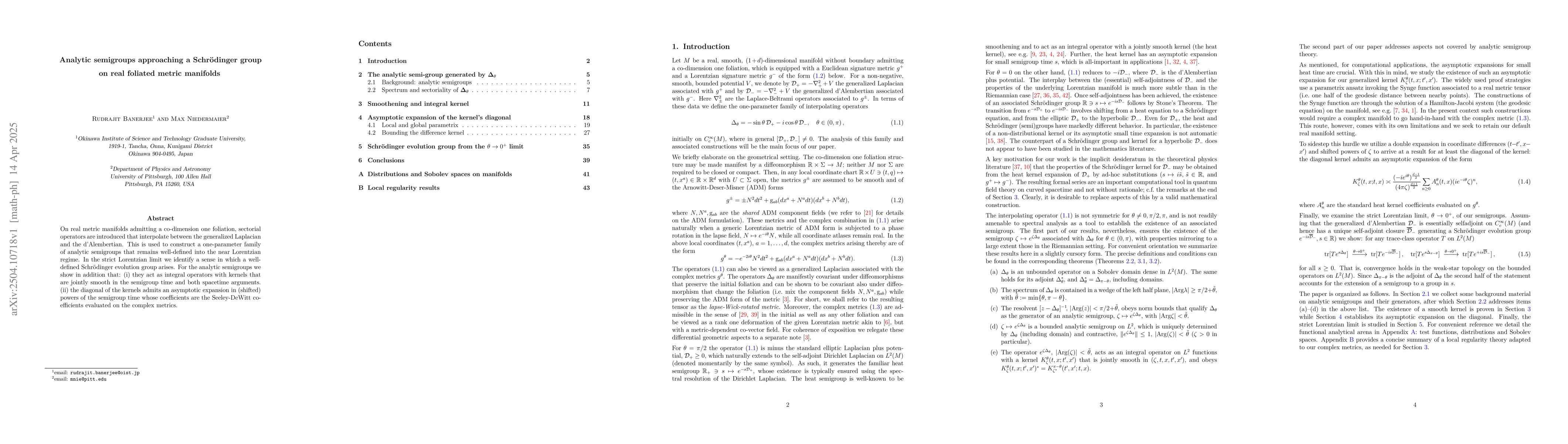 Thumbnail for Analytic semigroups approaching a Schrödinger group on real foliated
  metric manifolds