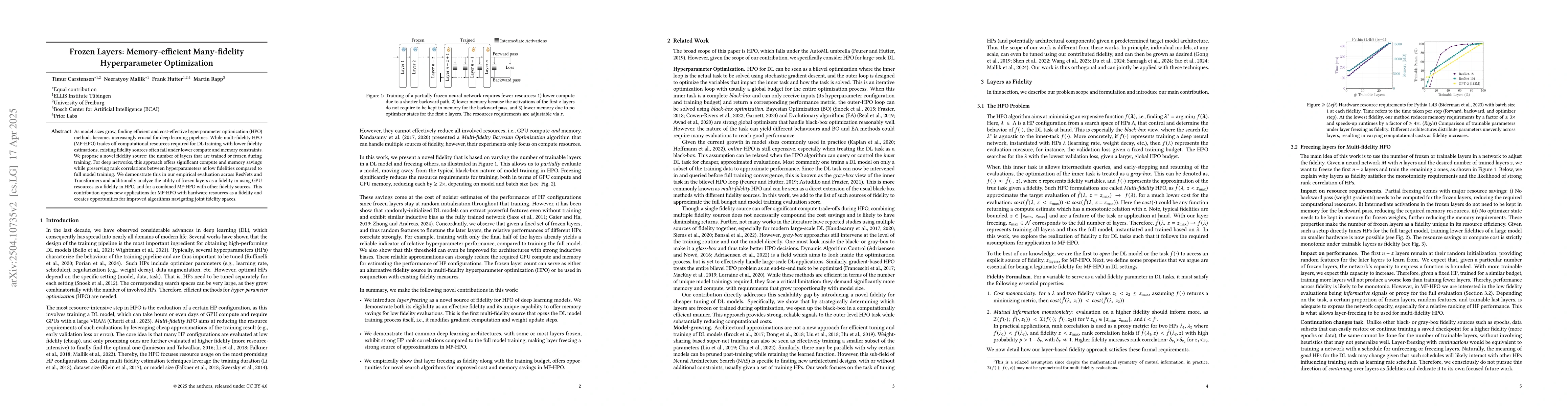 Thumbnail for Frozen Layers: Memory-efficient Many-fidelity Hyperparameter
  Optimization