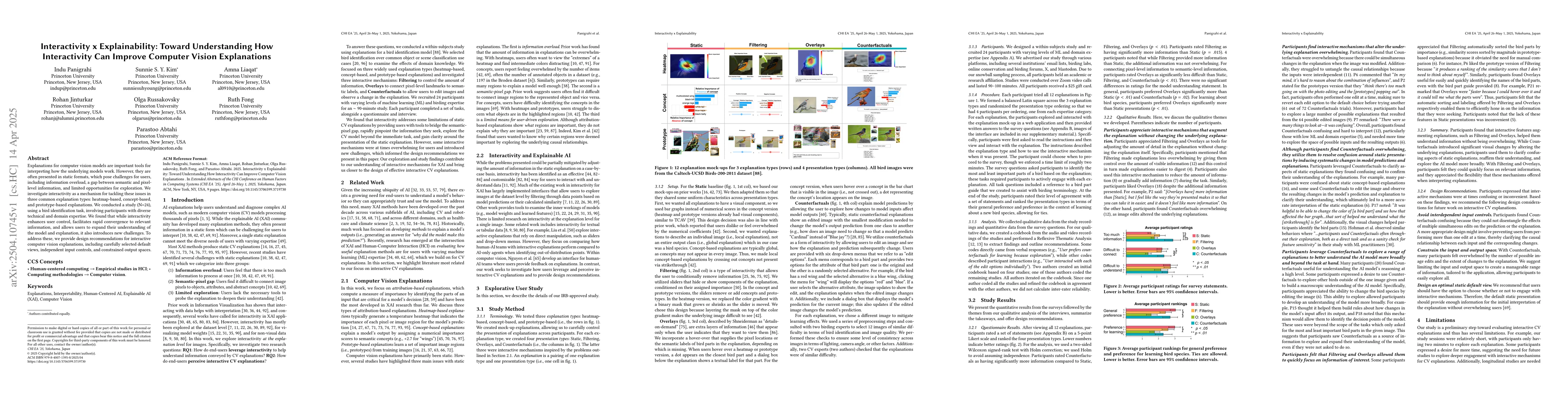 Thumbnail for Interactivity x Explainability: Toward Understanding How Interactivity
  Can Improve Computer Vision Explanations