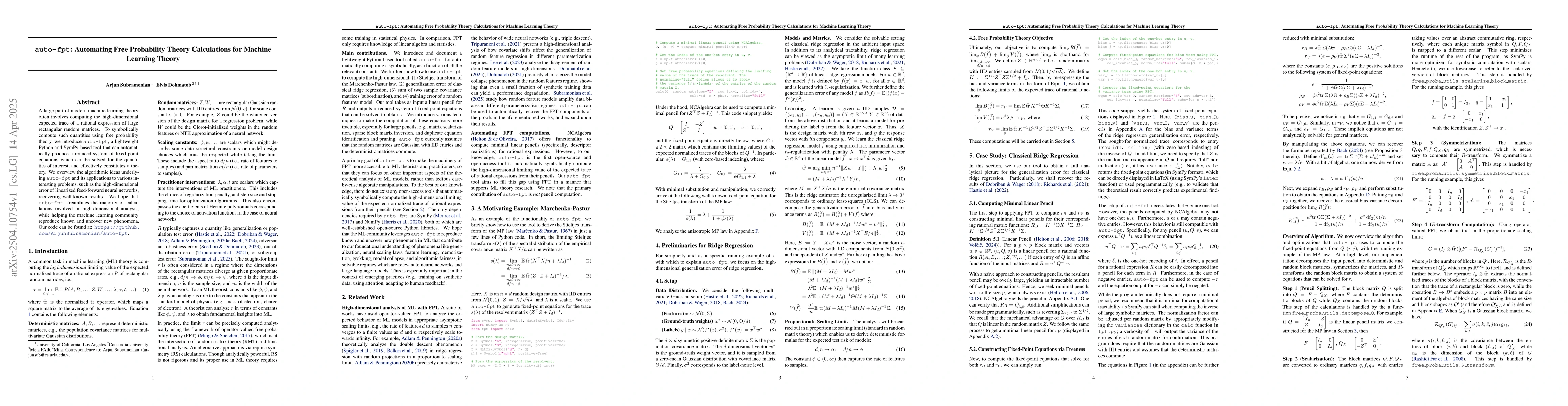 Thumbnail for auto-fpt: Automating Free Probability Theory Calculations for Machine
  Learning Theory