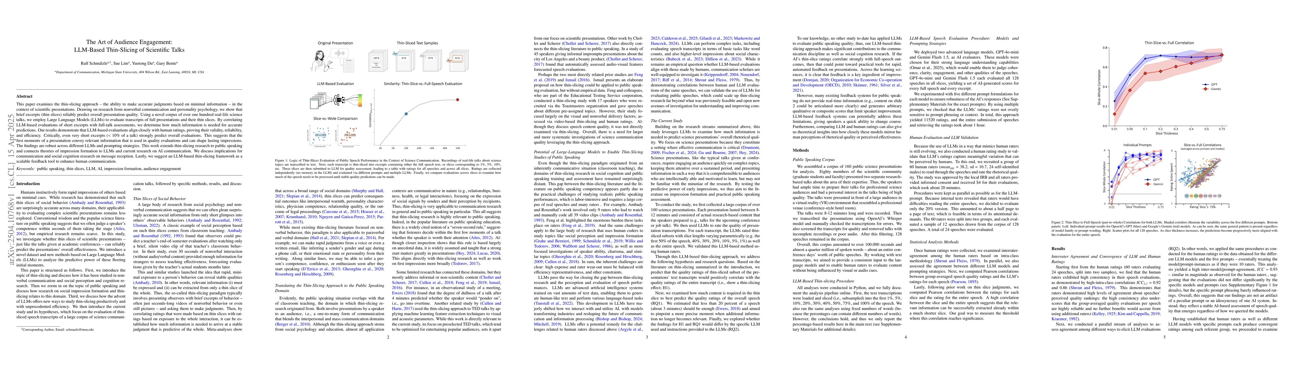Thumbnail for The Art of Audience Engagement: LLM-Based Thin-Slicing of Scientific
  Talks