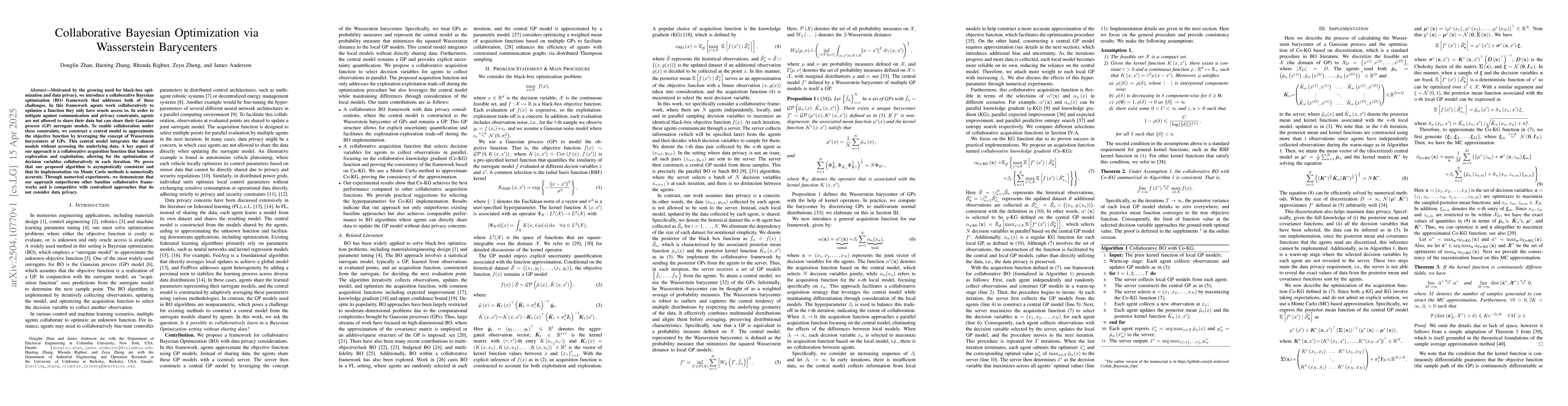 Thumbnail for Collaborative Bayesian Optimization via Wasserstein Barycenters