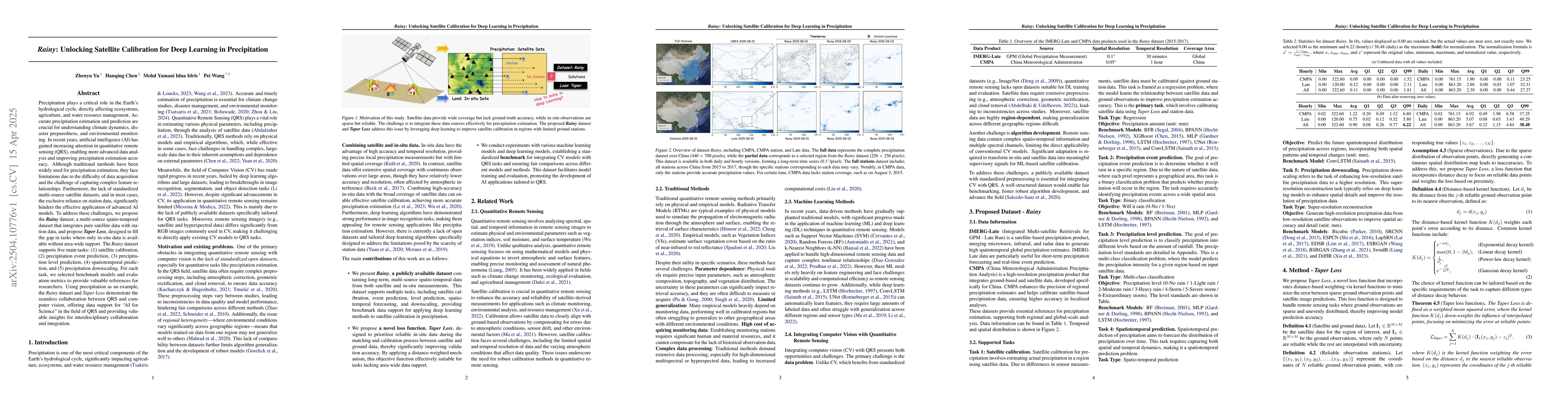 Thumbnail for Rainy: Unlocking Satellite Calibration for Deep Learning in
  Precipitation