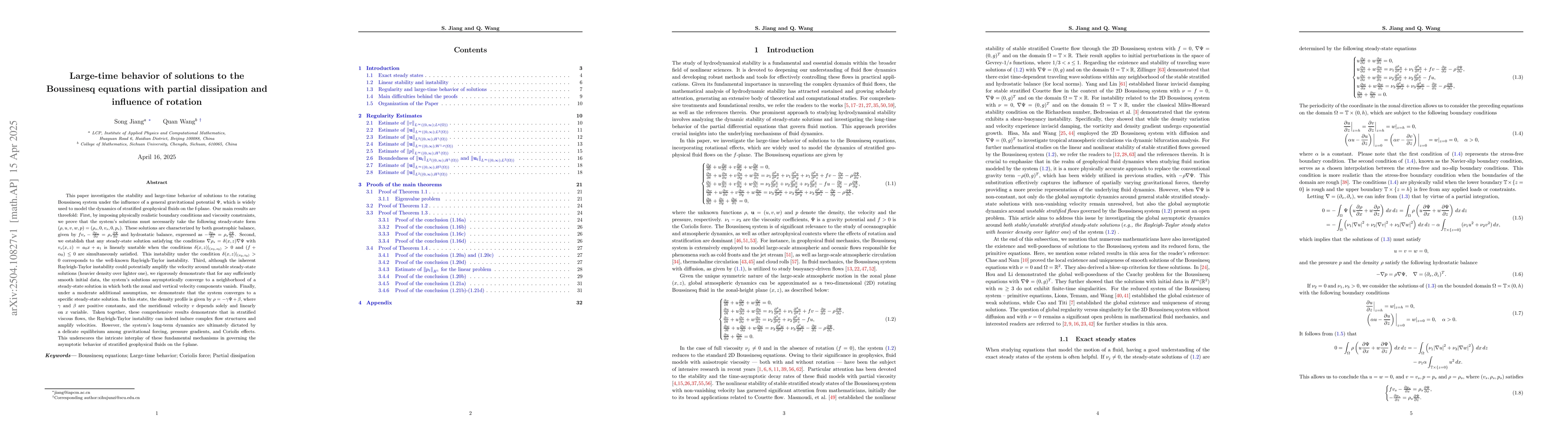 Thumbnail for Large-time behavior of solutions to the Boussinesq equations with
  partial dissipation and influence of rotation
