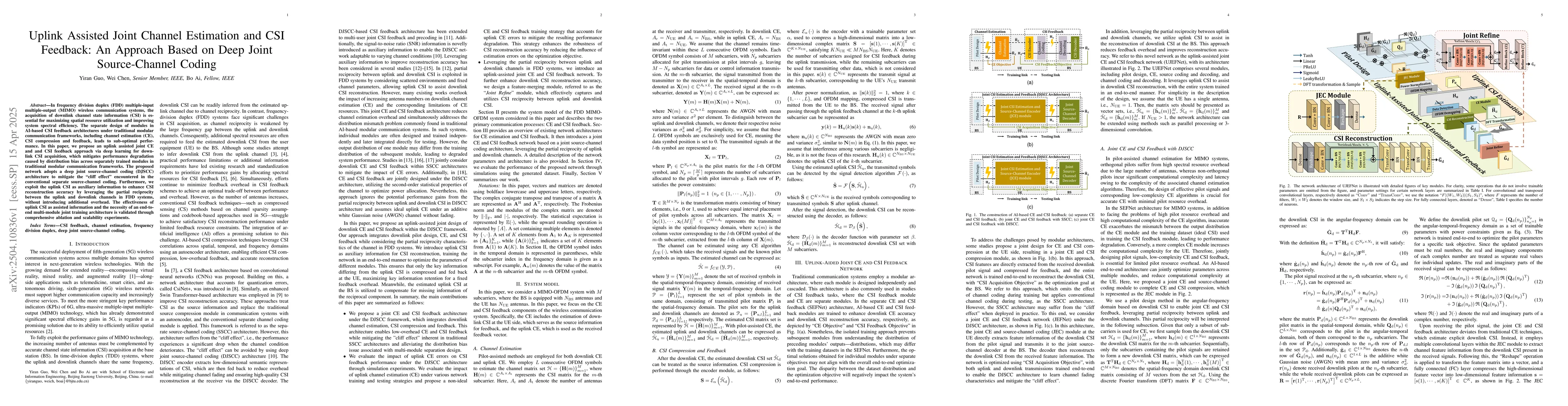 Thumbnail for Uplink Assisted Joint Channel Estimation and CSI Feedback: An Approach
  Based on Deep Joint Source-Channel Coding