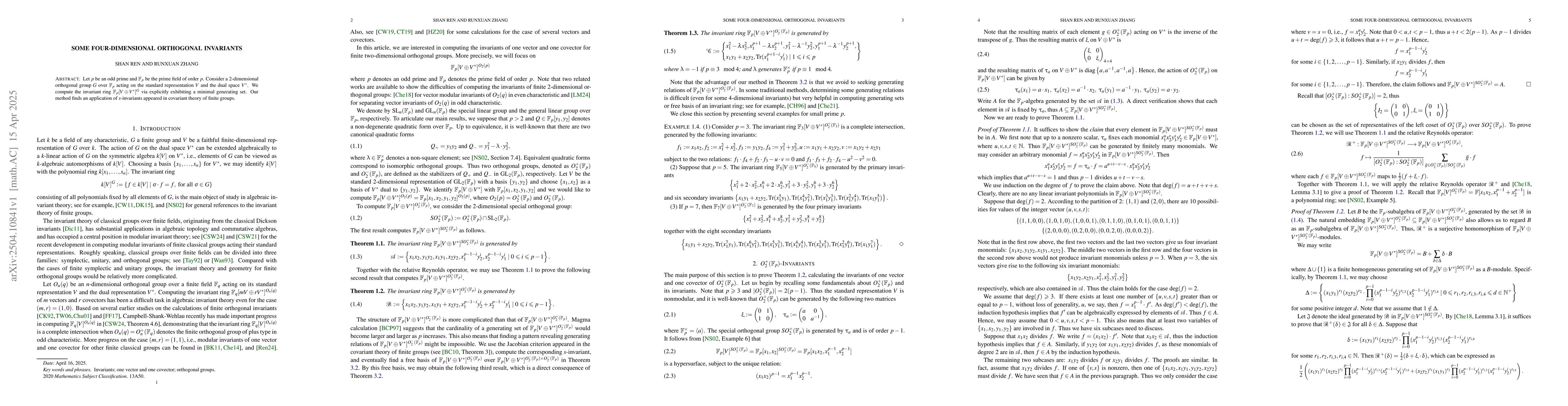 Thumbnail for Some four-dimensional orthogonal invariants