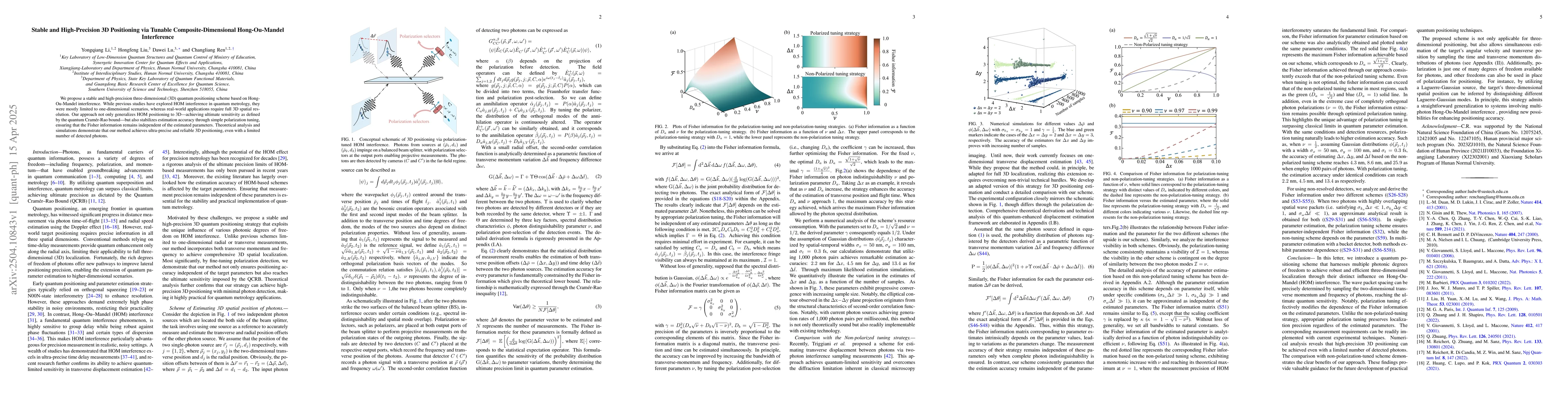Thumbnail for Stable and High-Precision 3D Positioning via Tunable
  Composite-Dimensional Hong-Ou-Mandel Interference