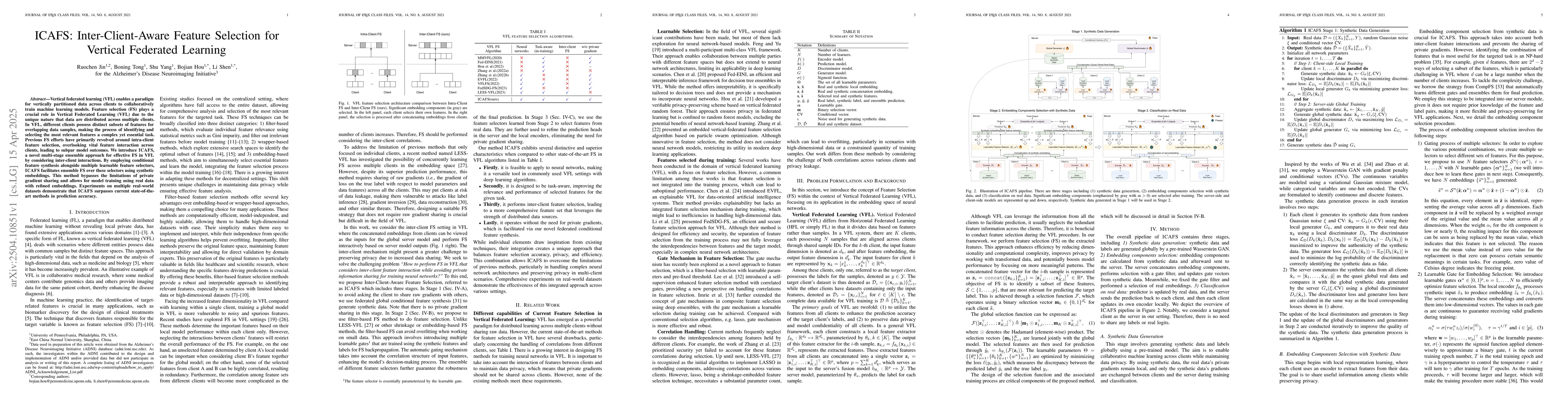 Thumbnail for ICAFS: Inter-Client-Aware Feature Selection for Vertical Federated
  Learning