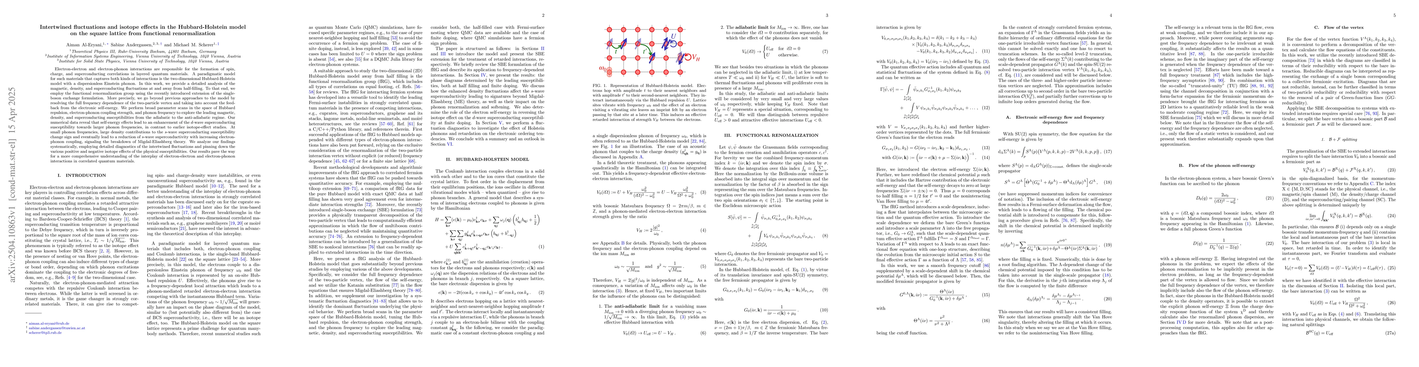 Thumbnail for Intertwined fluctuations and isotope effects in the Hubbard-Holstein
  model on the square lattice from functional renormalization