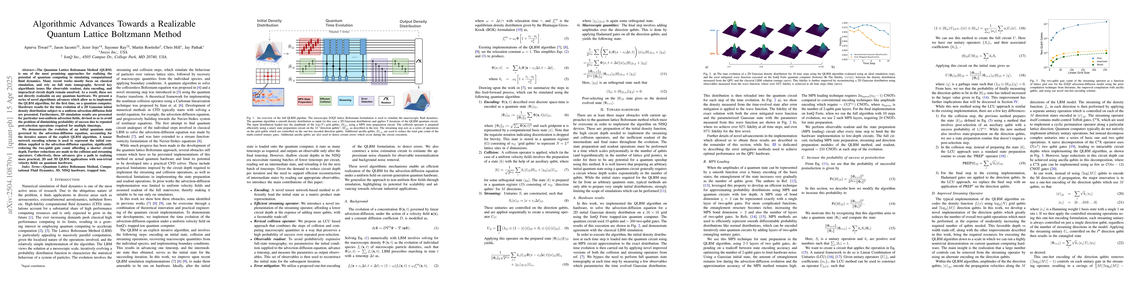 Thumbnail for Algorithmic Advances Towards a Realizable Quantum Lattice Boltzmann
  Method