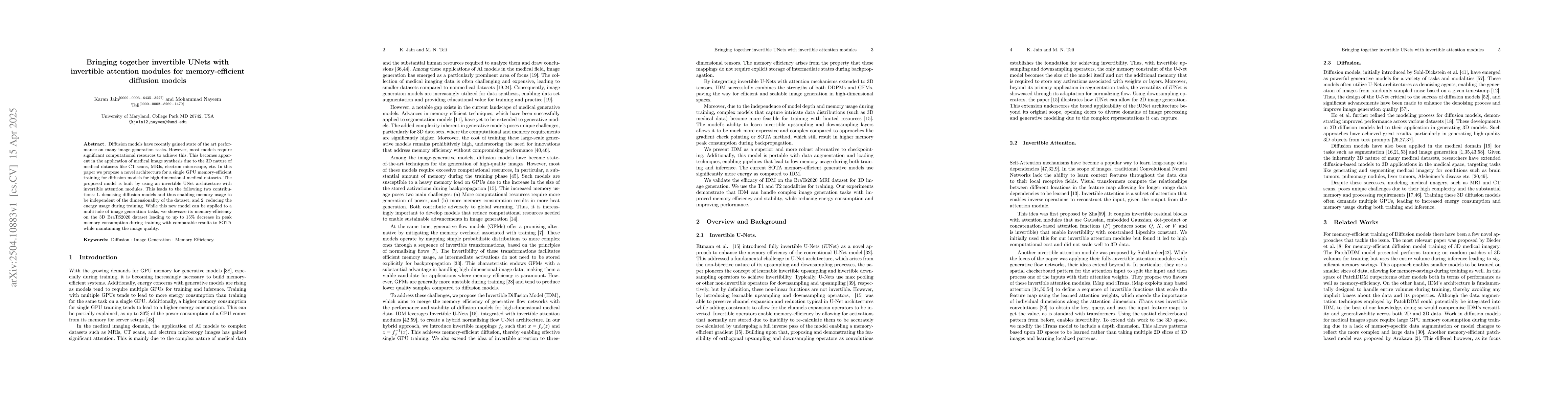 Thumbnail for Bringing together invertible UNets with invertible attention modules for
  memory-efficient diffusion models