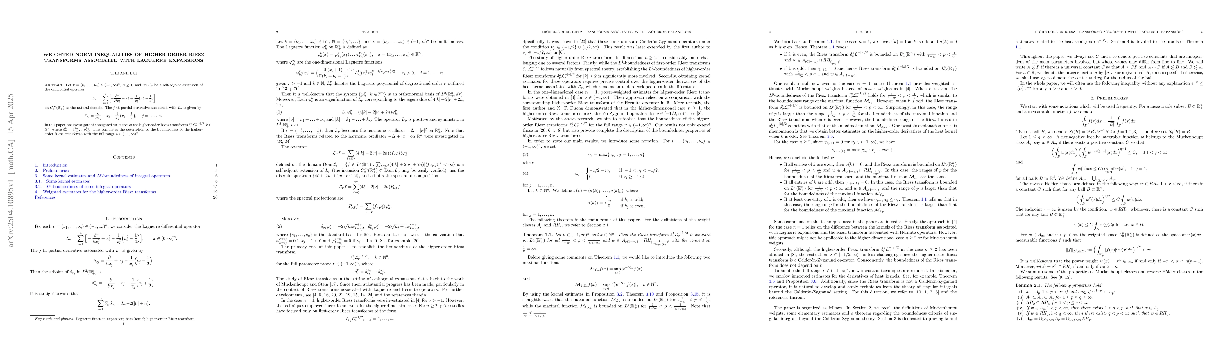 Thumbnail for Weighted norm inequalities of higher-order Riesz transforms associated
  with Laguerre expansions