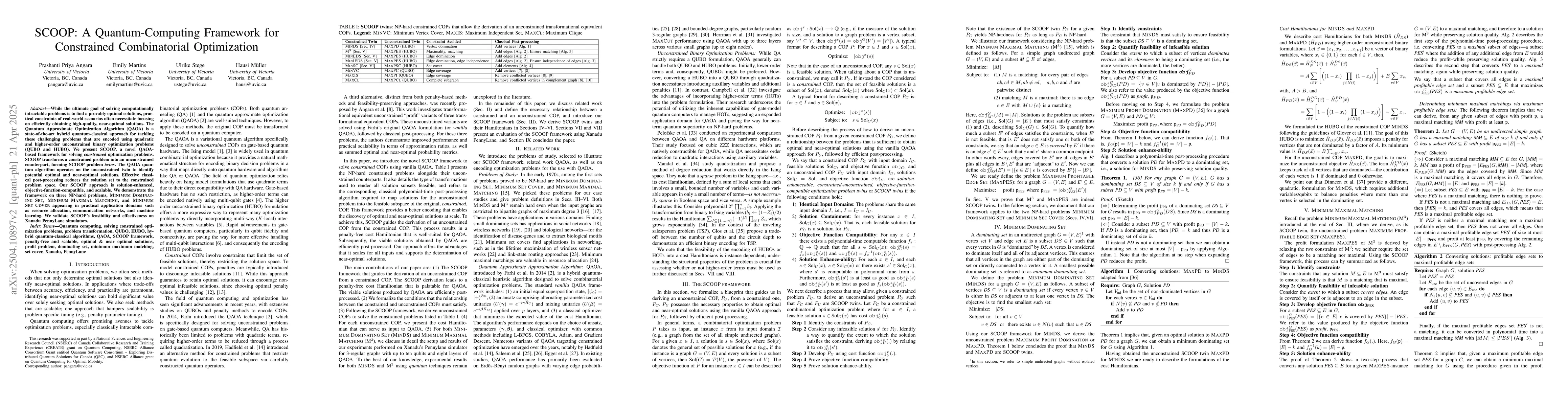 Thumbnail for SCOOP: A Quantum-Computing Framework for Constrained Combinatorial
  Optimization