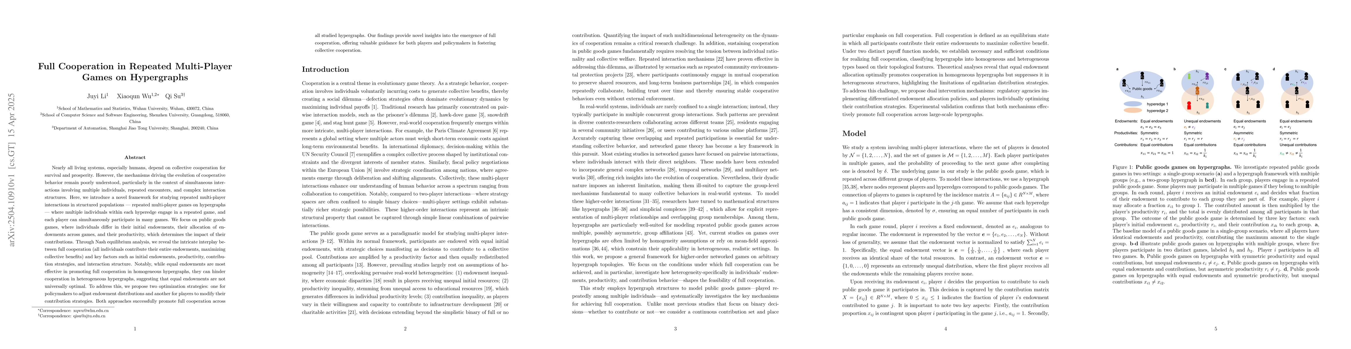 Thumbnail for Full Cooperation in Repeated Multi-Player Games on Hypergraphs