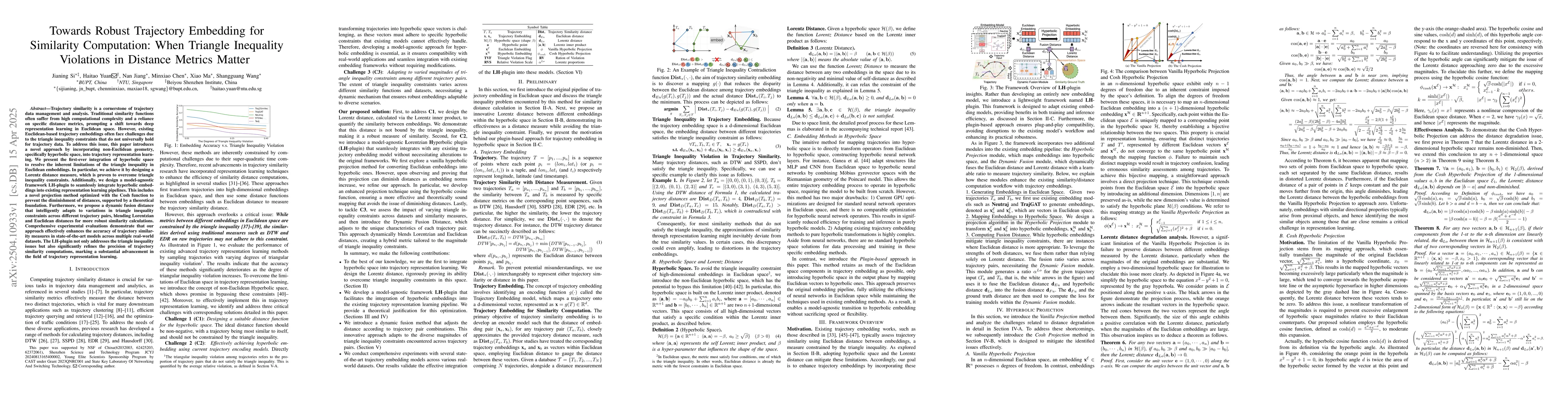 Thumbnail for Towards Robust Trajectory Embedding for Similarity Computation: When
  Triangle Inequality Violations in Distance Metrics Matter