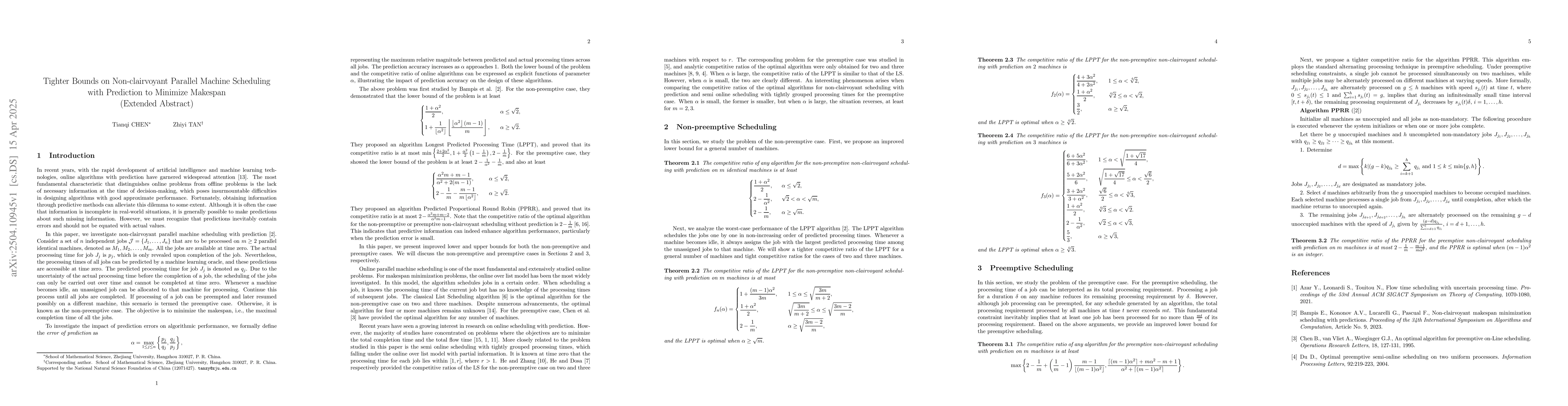 Thumbnail for Tighter Bounds on Non-clairvoyant Parallel Machine Scheduling with
  Prediction to Minimize Makespan
