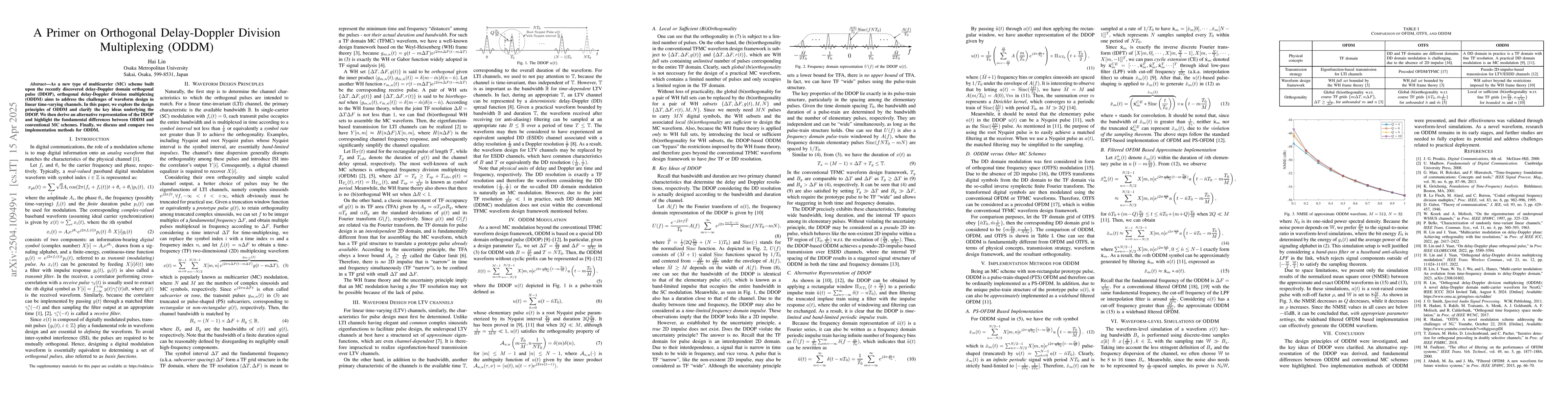 Thumbnail for A Primer on Orthogonal Delay-Doppler Division Multiplexing (ODDM)
