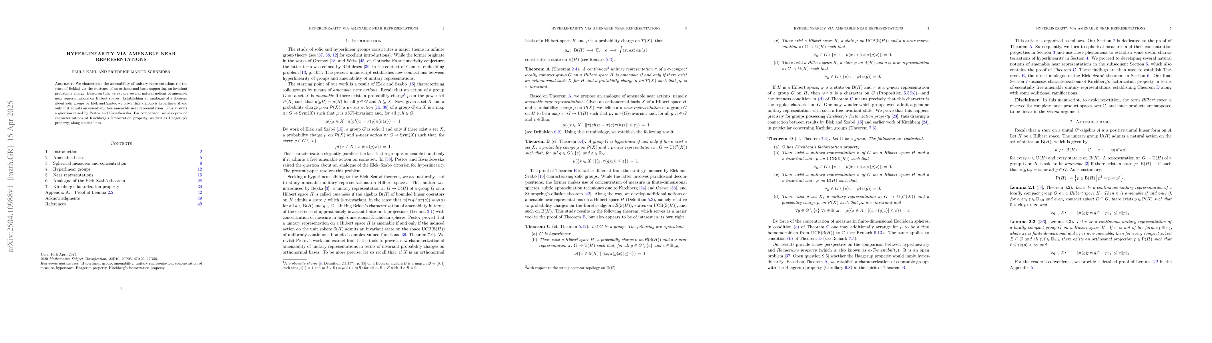 Thumbnail for Hyperlinearity via amenable near representations