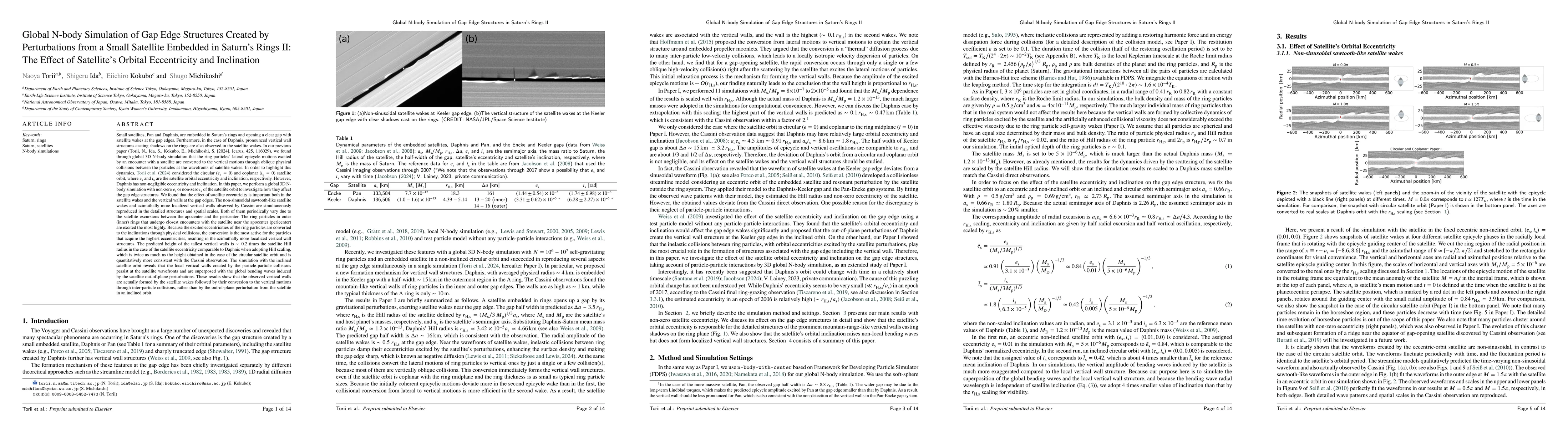 Thumbnail for Global N-body Simulation of Gap Edge Structures Created by Perturbations
  from a Small Satellite Embedded in Saturn's Rings II: The Effect of
  Satellite's Orbital Eccentricity and Inclination