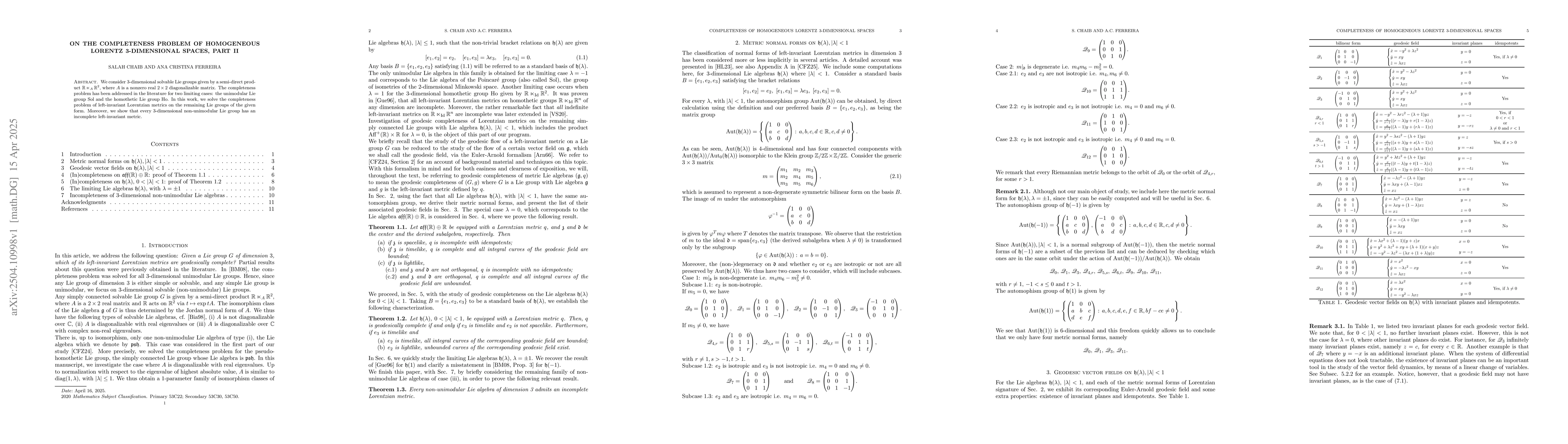 Thumbnail for On the completeness problem of homogeneous Lorentz 3-dimensional spaces,
  Part II