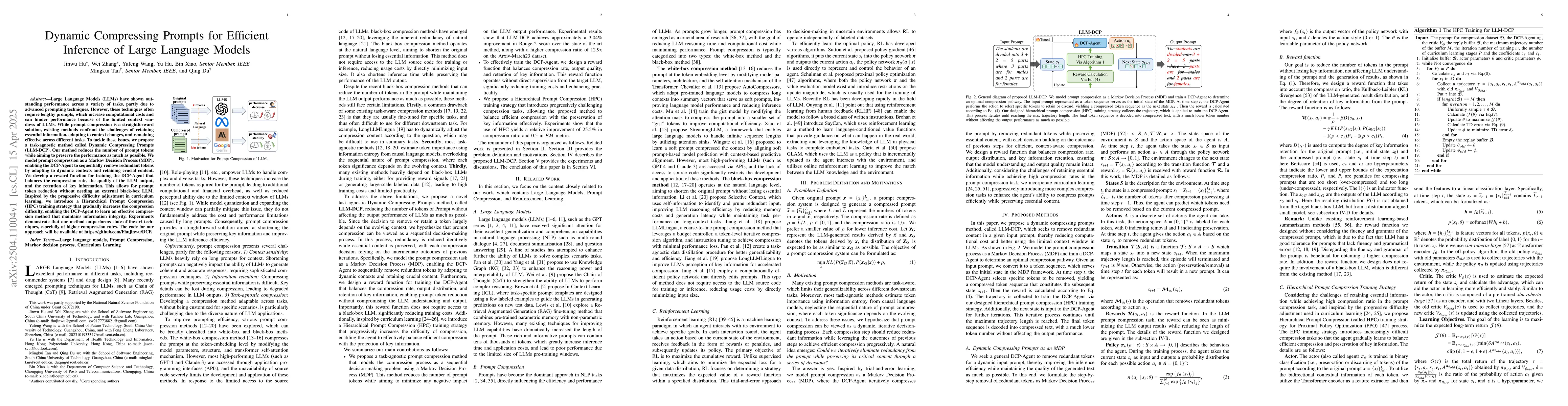 Thumbnail for Dynamic Compressing Prompts for Efficient Inference of Large Language
  Models