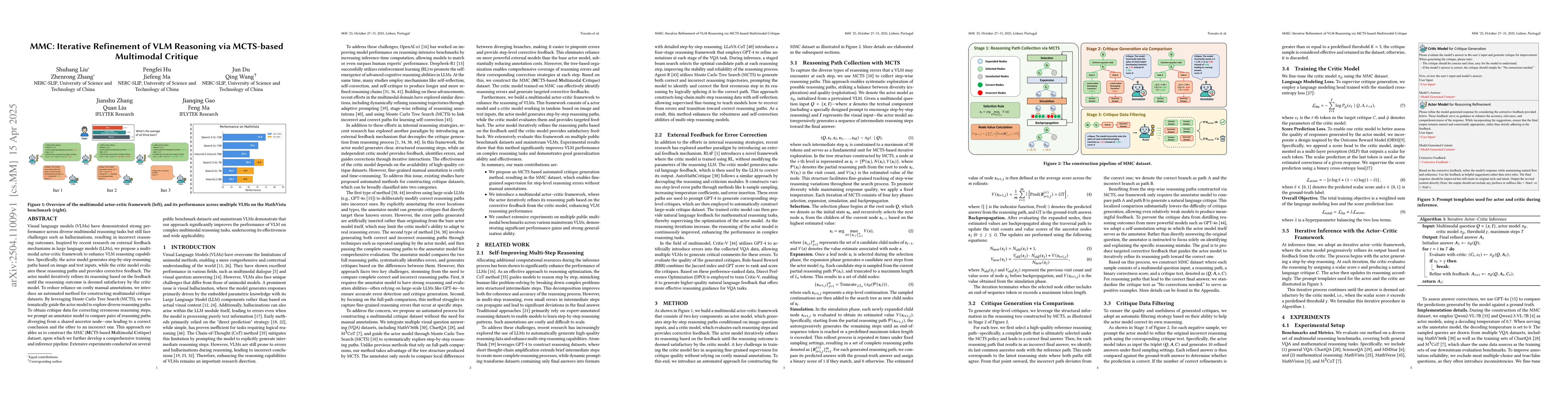 Thumbnail for MMC: Iterative Refinement of VLM Reasoning via MCTS-based Multimodal
  Critique
