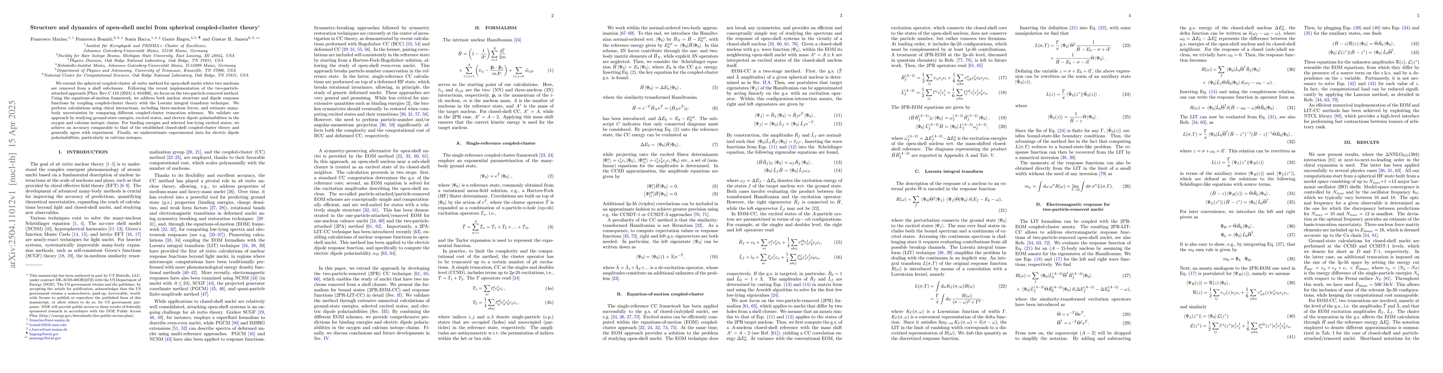 Thumbnail for Structure and dynamics of open-shell nuclei from spherical
  coupled-cluster theory
