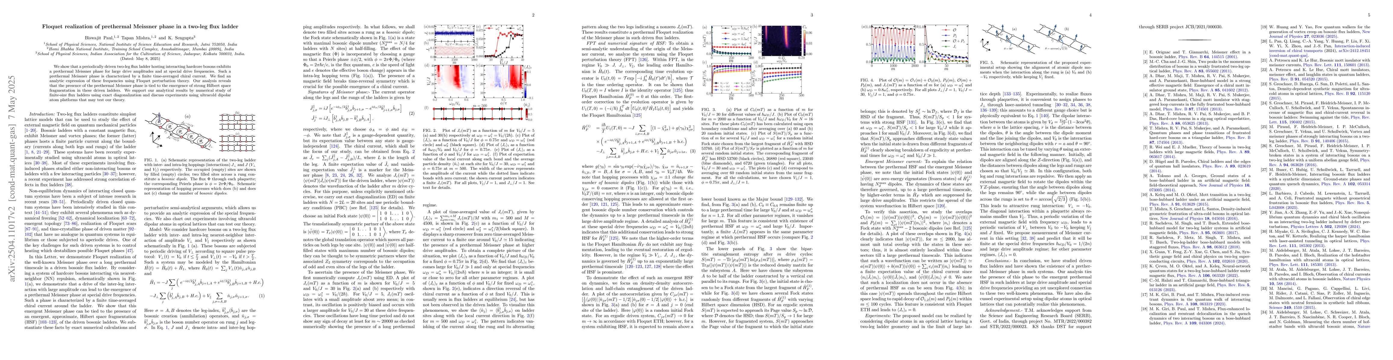 Thumbnail for Floquet realization of prethermal Meissner phase in a two-leg flux
  ladder