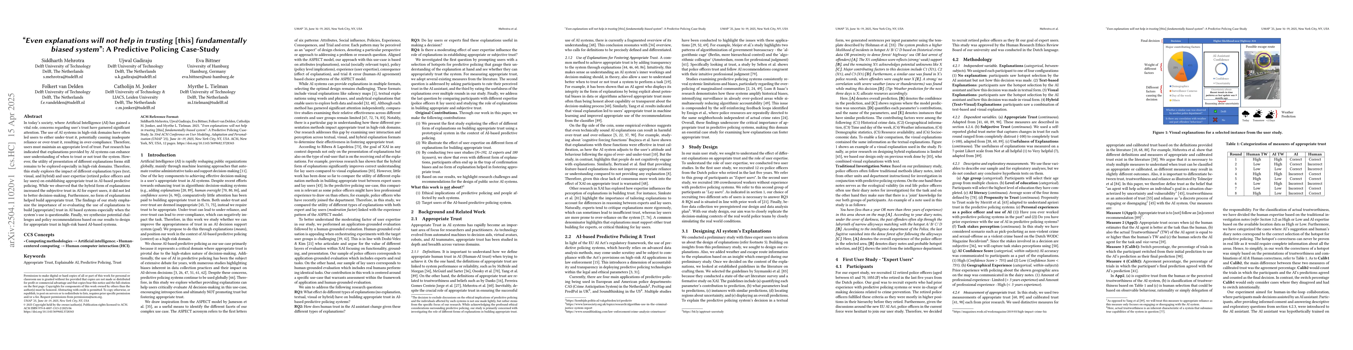 Thumbnail for "Even explanations will not help in trusting [this] fundamentally biased
  system": A Predictive Policing Case-Study