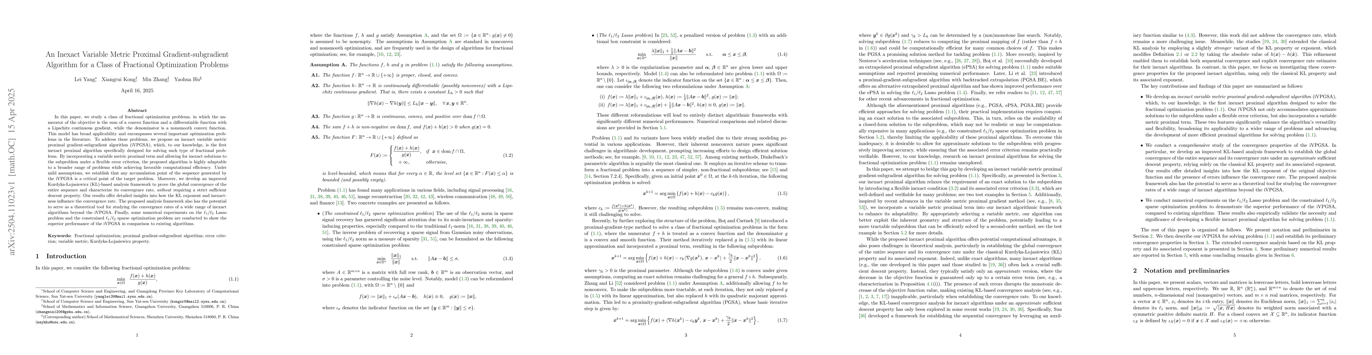 Thumbnail for An Inexact Variable Metric Proximal Gradient-subgradient Algorithm for a
  Class of Fractional Optimization Problems