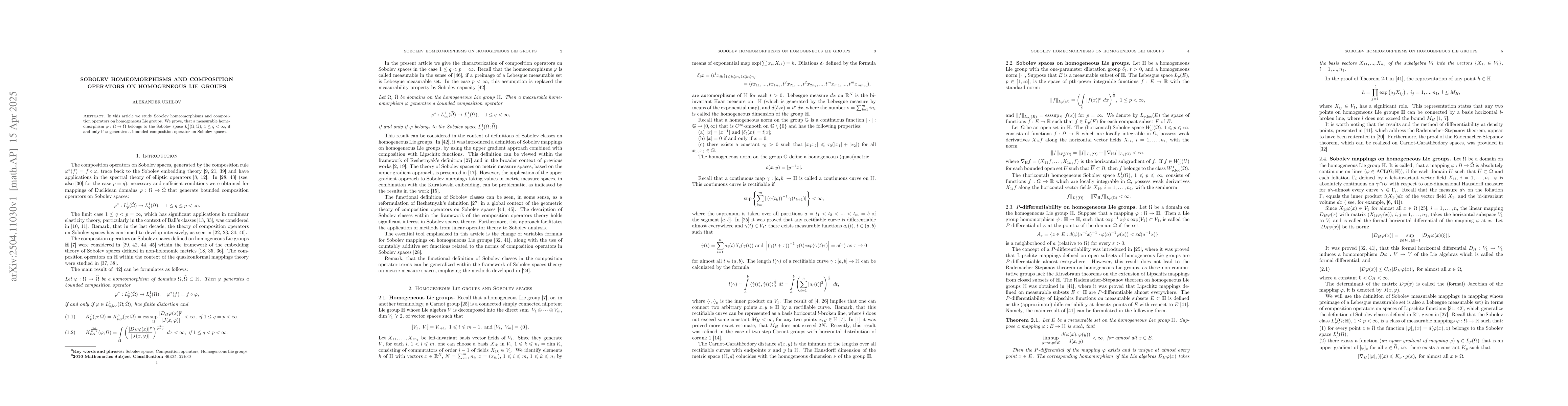 Thumbnail for Sobolev homeomorphisms and composition operators on homogeneous Lie
  groups
