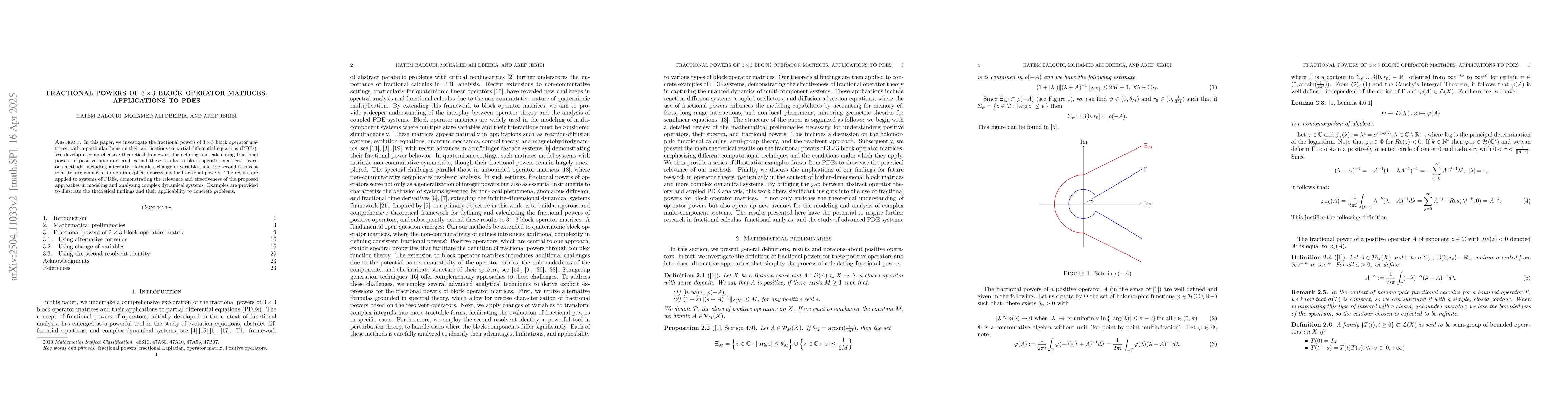 Thumbnail for Fractional powers of 3*3 block operators matrices: Application to PDES