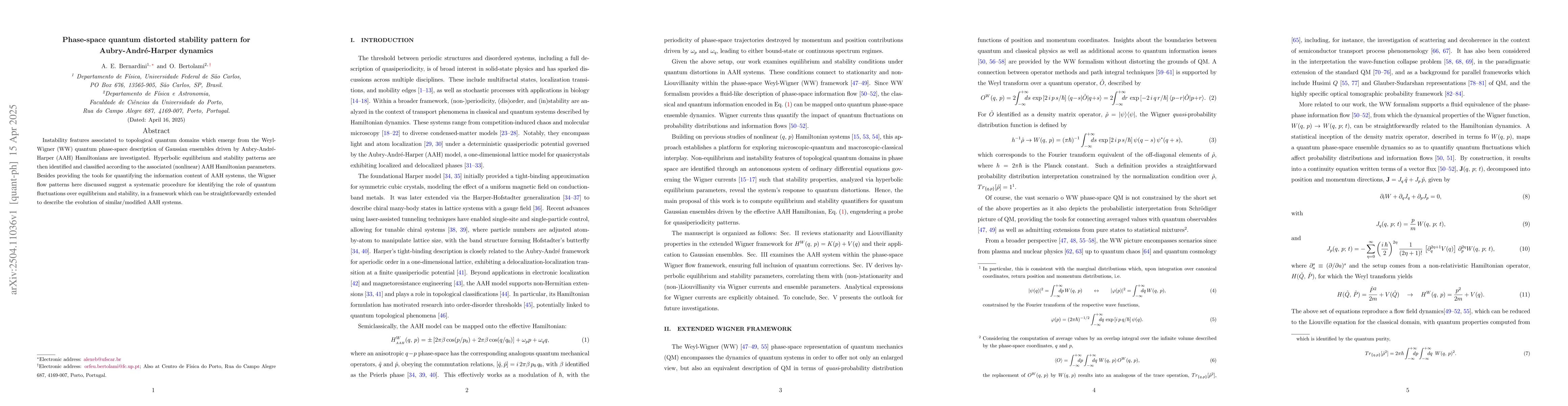 Thumbnail for Phase-space quantum distorted stability pattern for Aubry-André-Harper
  dynamics
