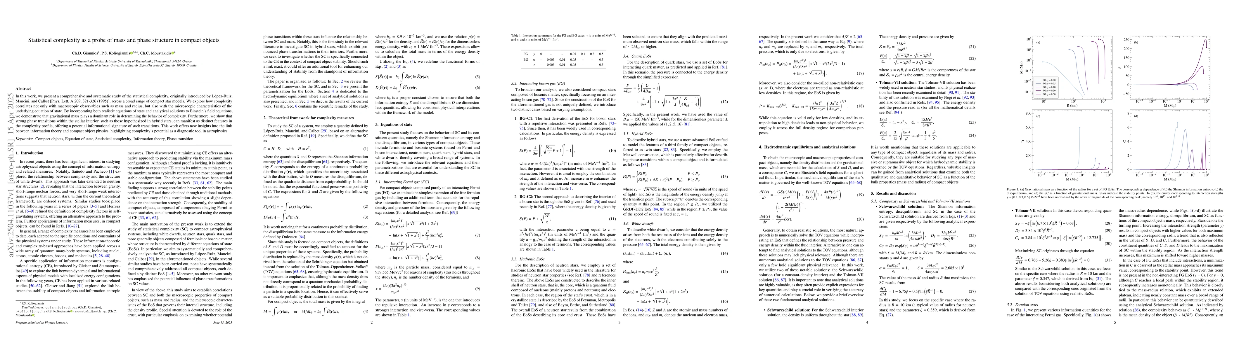 Thumbnail for Statistical complexity as a probe of mass and phase structure in compact
  objects