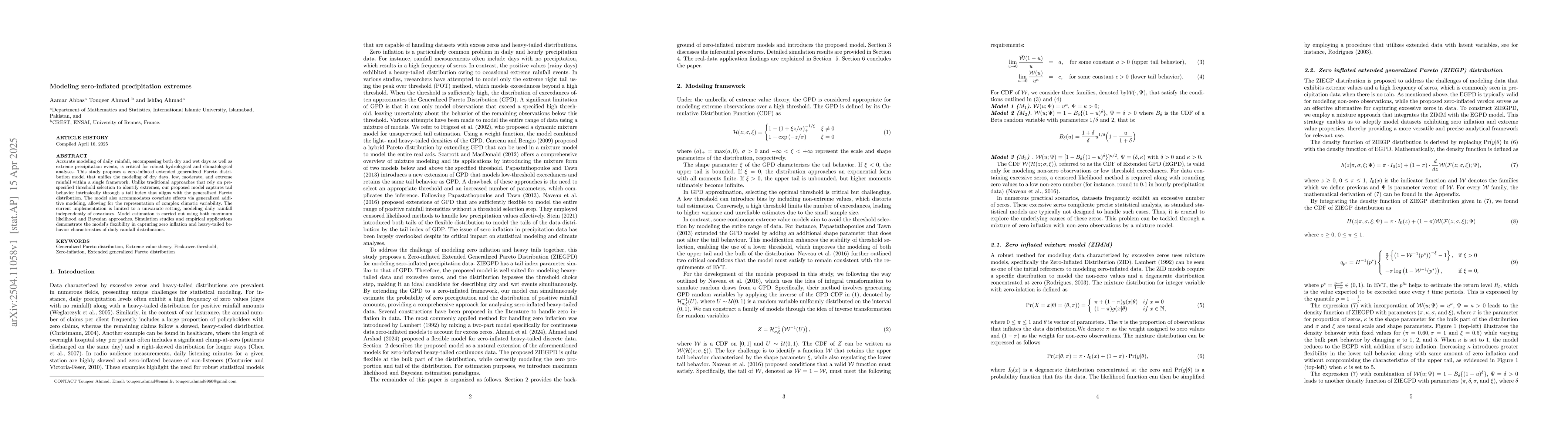 Thumbnail for Modeling zero-inflated precipitation extremes