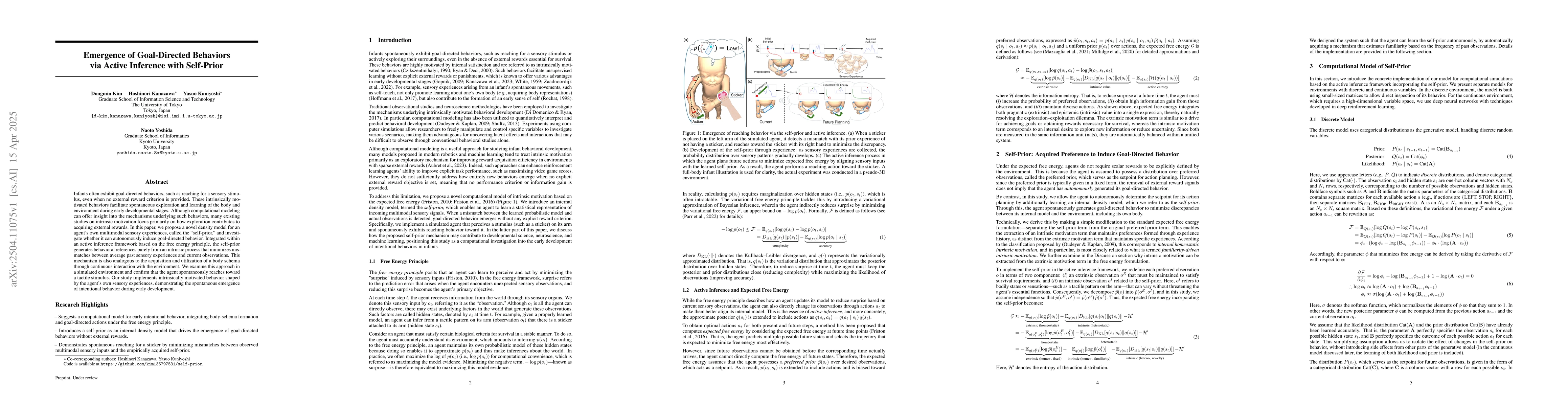Thumbnail for Emergence of Goal-Directed Behaviors via Active Inference with
  Self-Prior